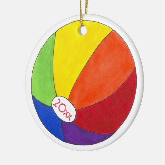 Rainbow Beach Ball Summer Fun Seashore Keramisch Ornament (Links)