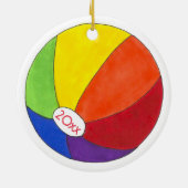 Rainbow Beach Ball Summer Fun Seashore Keramisch Ornament (Achterkant)