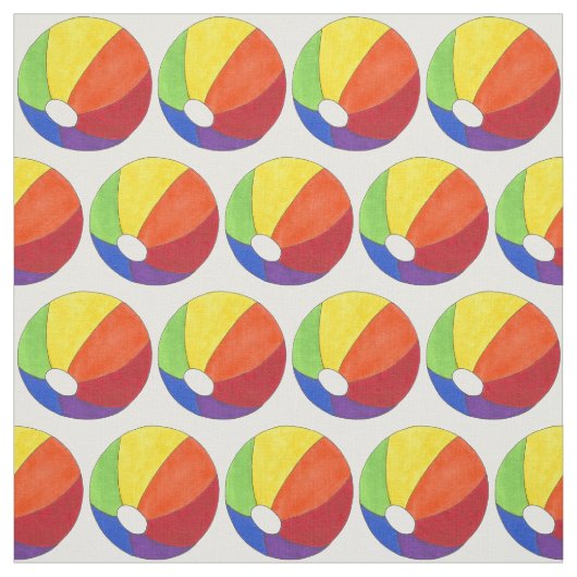 Rainbow Beach Balls Beachball Summer Fabric Stof (Swatch)