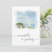 *~* Rainbow Beach Ocean + RSVP - QR AR11 Huwelijk Kaart (Staand voorkant)