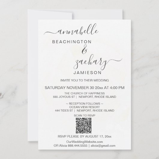 *~* Rainbow Beach Ocean + RSVP - QR AR11 Huwelijk Kaart (Achterkant)