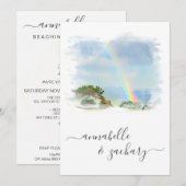 *~* Rainbow Beach Ocean + RSVP - QR AR11 Huwelijk Kaart (Voorkant / Achterkant)