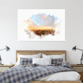 *~* Rainbow Beach Waves Ocean Artsy Floral AR11 Canvas Afdruk (Insitu (Slaapkamer))