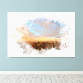 *~* Rainbow Beach Waves Ocean Artsy Floral AR11 Canvas Afdruk (Insitu (Houten vloer))