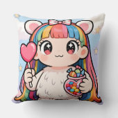 Rainbow Bear Girl Candy Pop Pillow Kussen (Voorkant)