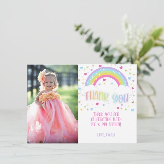 Rainbow Bedankt Fotokaart - Pastel Kaart (Staand voorkant)