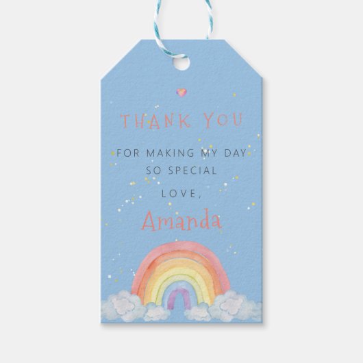 Rainbow Bedankt Verjaardagsfeest Favoriet Gift Lab Cadeaulabel (Voorkant)