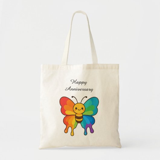 Rainbow Bee-Butterfly - Gelukkig Jubileum Tote Bag (Voorkant)