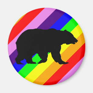Rainbow Beer Grizzly Silhouette Colorful Pride Magneet