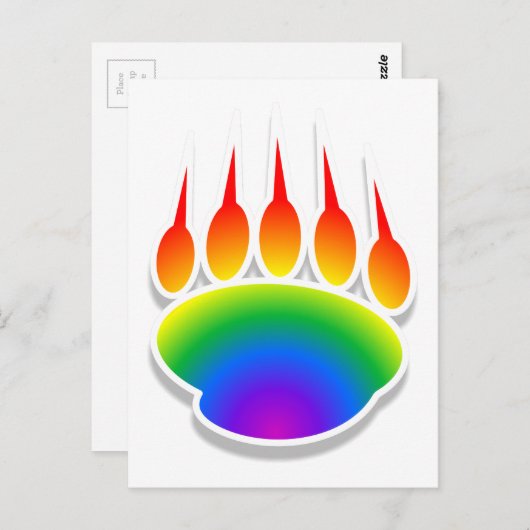 Rainbow Beer Paw Print Briefkaart (Voorkant / Achterkant)