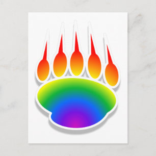 Rainbow Beer Paw Print Briefkaart
