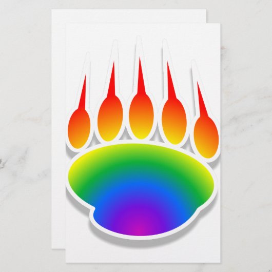 Rainbow Beer Paw Print Briefpapier (Voorkant / Achterkant)
