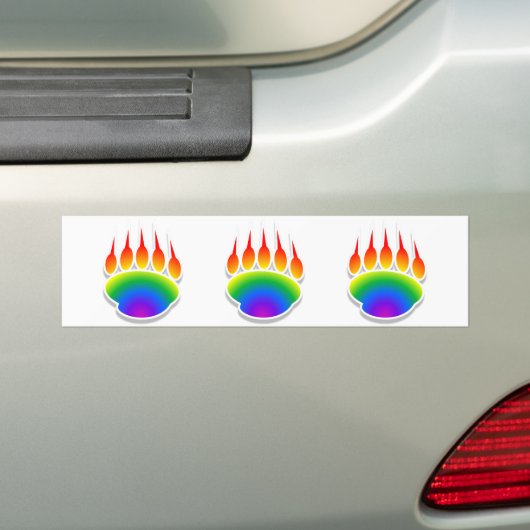 Rainbow Beer Paw Print Bumpersticker (Op auto)
