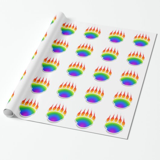 Rainbow Beer Paw Print Cadeaupapier (Uitgerold)
