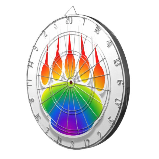 Rainbow Beer Paw Print Dartbord (Voorkant Rechts)