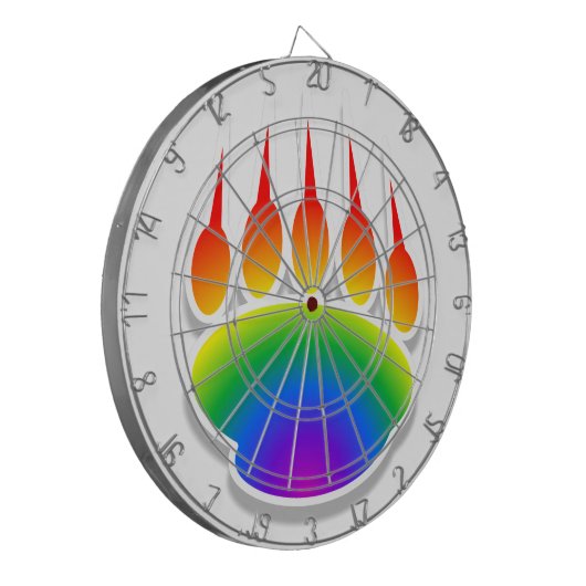 Rainbow Beer Paw Print Dartbord (Voorkant Links)