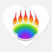 Rainbow Beer Paw Print Hart Sticker (Voorkant)