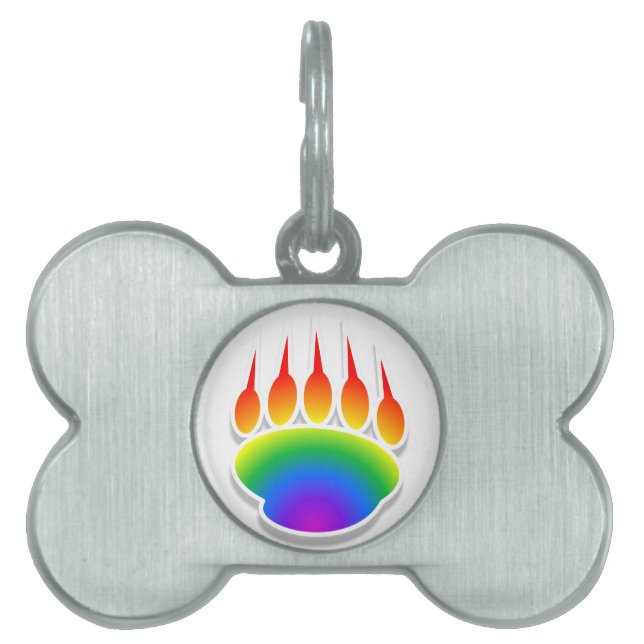Rainbow Beer Paw Print Huisdieren Naamplaatje (voorkant)
