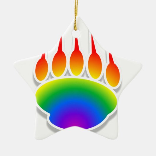 Rainbow Beer Paw Print Keramisch Ornament (Voorkant)