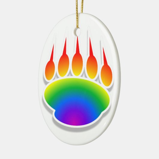 Rainbow Beer Paw Print Keramisch Ornament (Links)