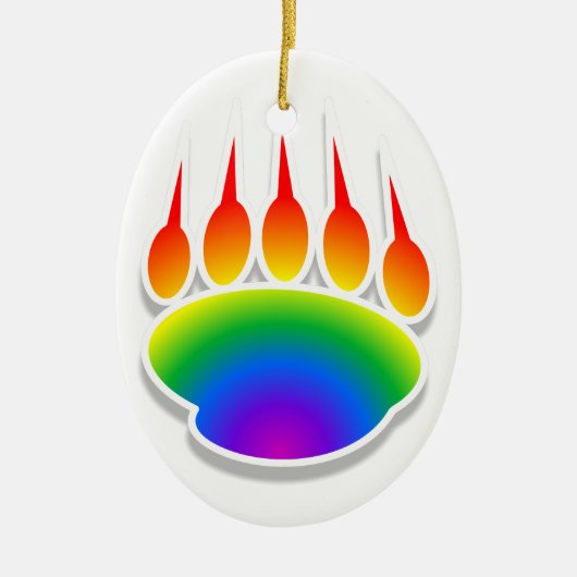 Rainbow Beer Paw Print Keramisch Ornament (Voorkant)