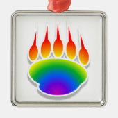 Rainbow Beer Paw Print Metalen Ornament (Voorkant)