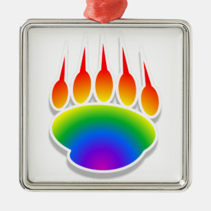 Rainbow Beer Paw Print Metalen Ornament