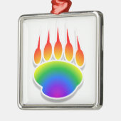 Rainbow Beer Paw Print Metalen Ornament (Links)