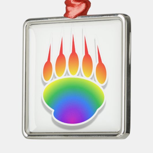 Rainbow Beer Paw Print Metalen Ornament (Links)