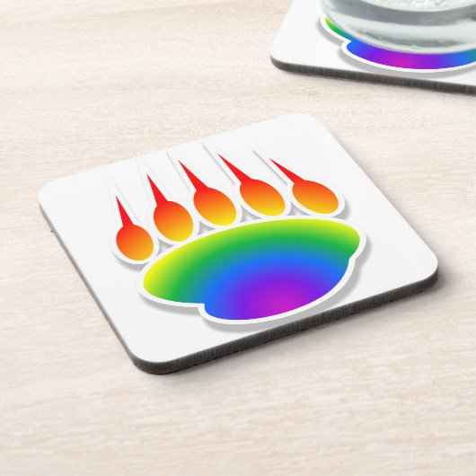 Rainbow Beer Paw Print Onderzetter (Linkerzijde)