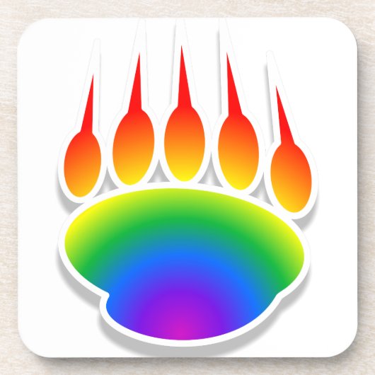 Rainbow Beer Paw Print Onderzetter (Voorkant)