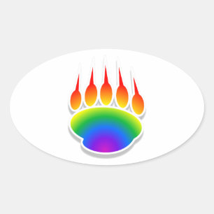 Rainbow Beer Paw Print Ovale Sticker