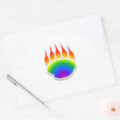 Rainbow Beer Paw Print Ovale Sticker (Envelop)