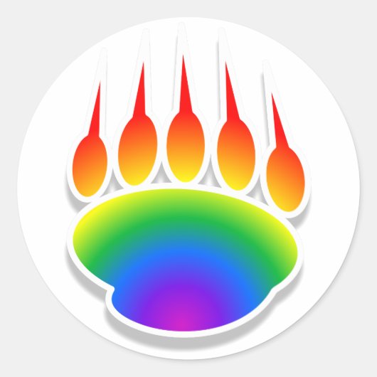 Rainbow Beer Paw Print Ronde Sticker (Voorkant)
