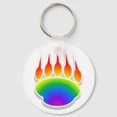 Rainbow Beer Paw Print Sleutelhanger (Voorkant)