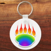 Rainbow Beer Paw Print Sleutelhanger (Voorkant)