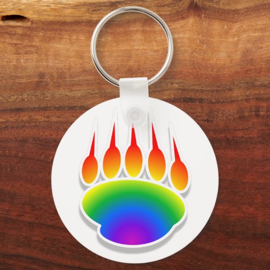 Rainbow Beer Paw Print Sleutelhanger (Voorkant)