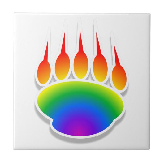Rainbow Beer Paw Print Tegeltje (Voorkant)