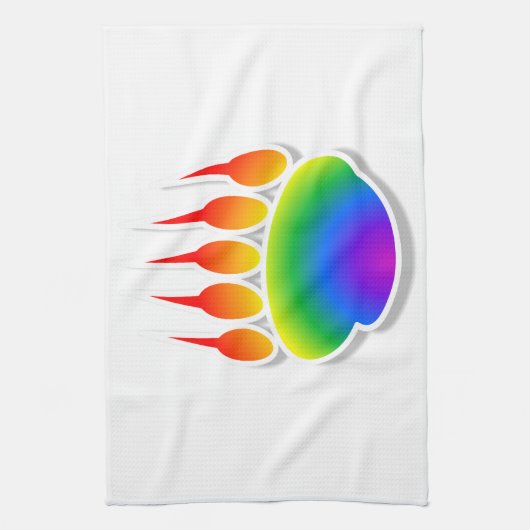 Rainbow Beer Paw Print Theedoek (Verticaal)