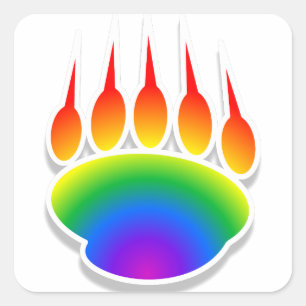 Rainbow Beer Paw Print Vierkante Sticker