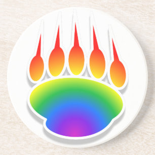 Rainbow Beer Paw Print Zandsteen Onderzetter