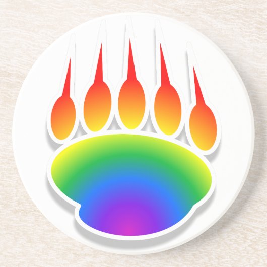 Rainbow Beer Paw Print Zandsteen Onderzetter (Voorkant)