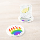 Rainbow Beer Paw Print Zandsteen Onderzetter (Zijkant)