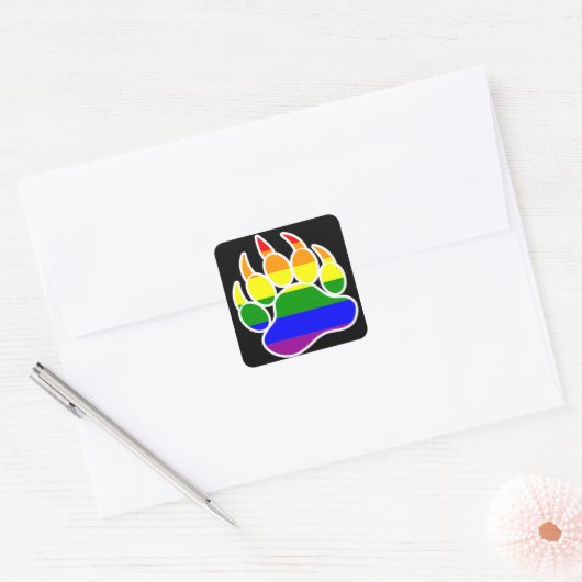 Rainbow Beer Paw Square - Sticker (Envelop)