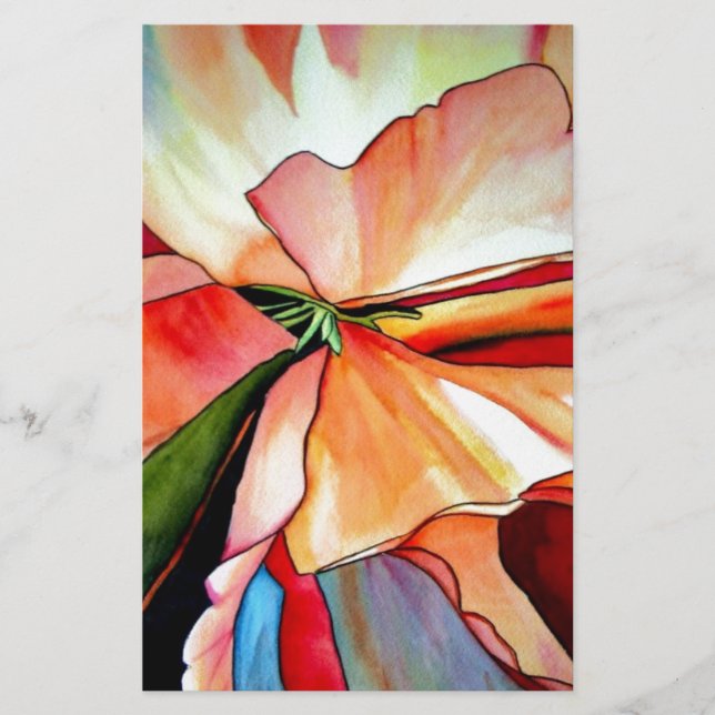 Rainbow Begonia flower waterverf originele kunst (Voorkant)