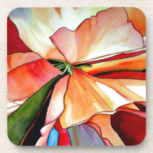 Rainbow Begonia flower waterverf originele kunst Bier Onderzetter