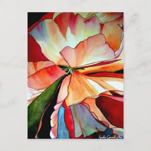 Rainbow Begonia flower waterverf originele kunst Briefkaart (Voorkant)