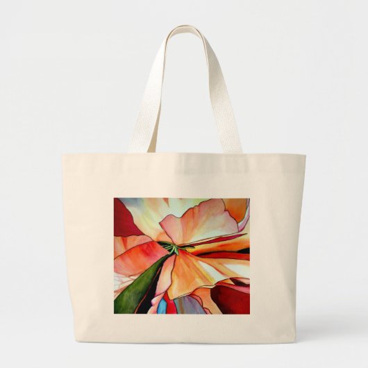 Rainbow Begonia flower waterverf originele kunst Grote Tote Bag (Voorkant)