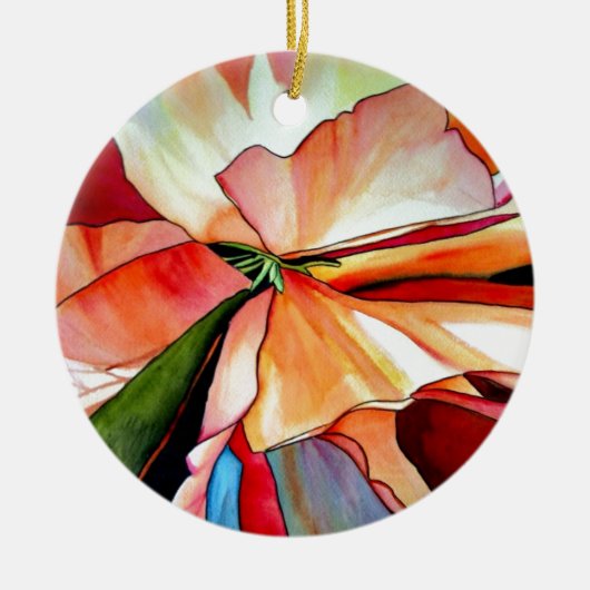 Rainbow Begonia flower waterverf originele kunst Keramisch Ornament (Voorkant)