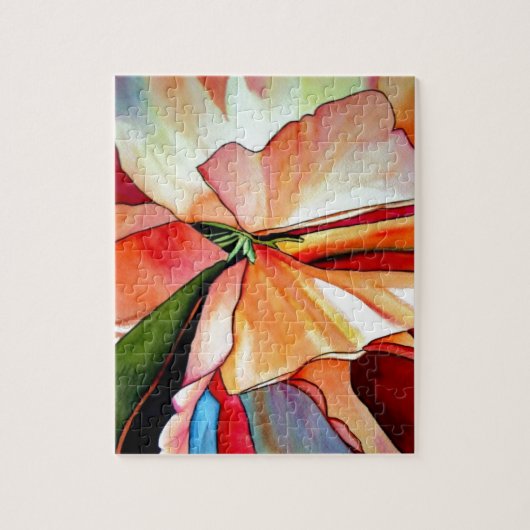 Rainbow Begonia flower waterverf originele kunst Legpuzzel (Verticaal)